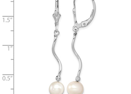 Sterling silver pearl drop earrings, further view
