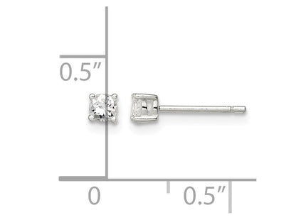 Sterling silver cubic zirconia stud earrings, further view