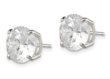 Sterling Silver Round Basket Set CZ Stud Earrings (Style QE3149)