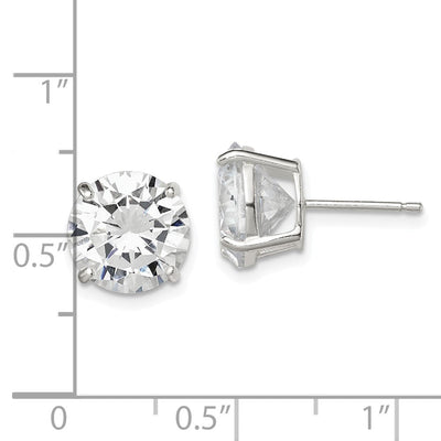 Sterling Silver Round Basket Set CZ Stud Earrings, 10 x 10mm