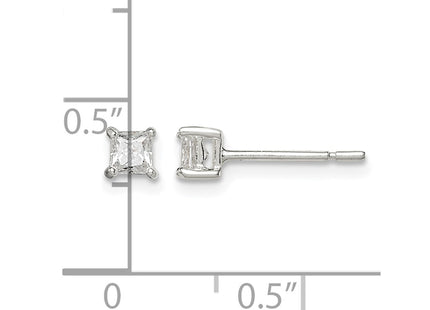 Sterling silver cubic zirconia stud earrings, further view