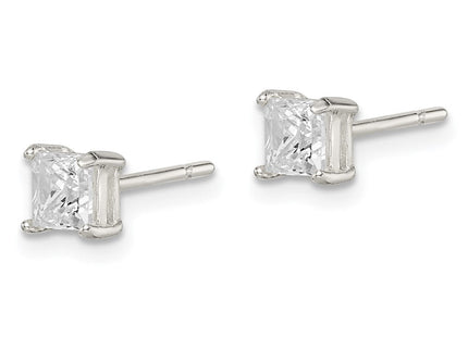Sterling Silver Princess Basket Set CZ Stud Earrings (Style QE3151)
