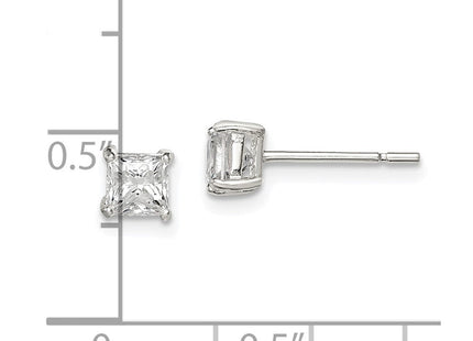 Sterling Silver Princess Basket Set CZ Stud Earrings (Style QE3151)