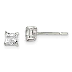 Sterling Silver Princess Basket Set CZ Stud Earrings (Style QE3151)
