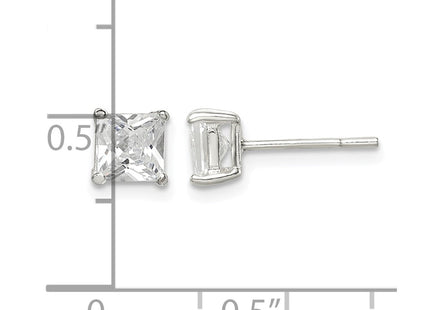 Sterling silver cubic zirconia stud earrings, further view