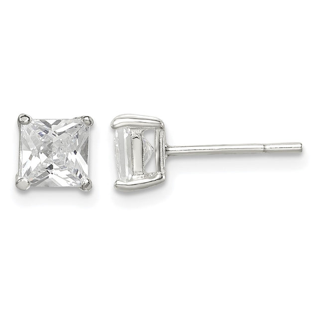 Sterling silver cubic zirconia stud earrings