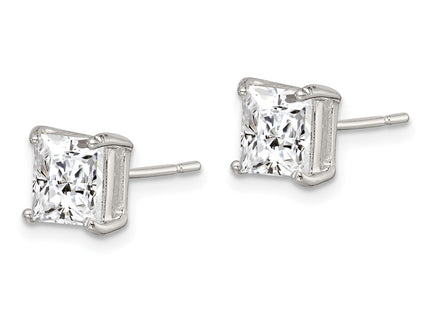 Sterling silver cubic zirconia stud earrings, alternate view