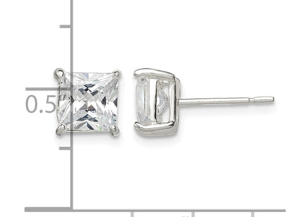 Sterling silver cubic zirconia stud earrings, further view
