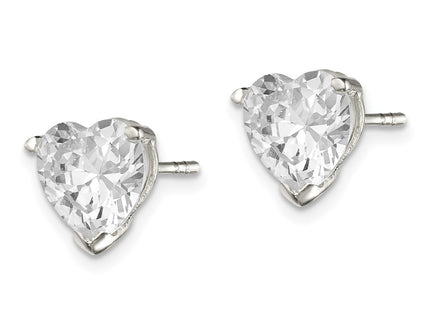 Sterling silver cubic zirconia heart stud earrings, alternate view