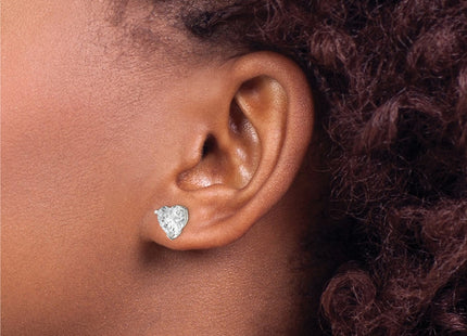 Sterling silver cubic zirconia heart stud earrings, another view