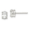 Sterling Silver Polished Oval Basket Set CZ Stud Earrings