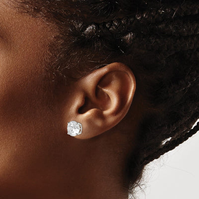 Sterling Silver Polished Pear Basket Set CZ Stud Earrings