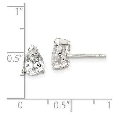 Sterling Silver Polished Pear Basket Set CZ Stud Earrings