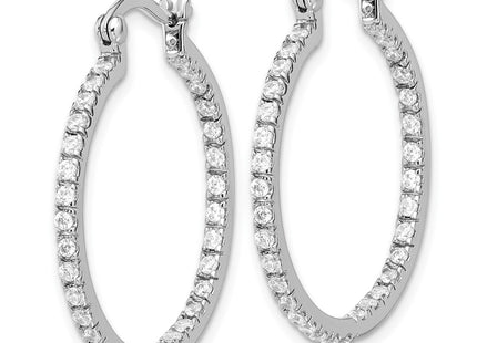 Sterling silver cubic zirconia hoop earrings, alternate view