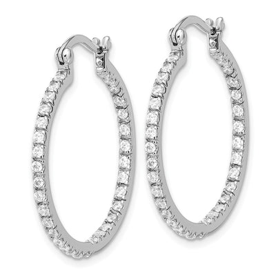 Sterling Silver Rhodium-plated CZ In/Out Hoop Earrings, 33 x 28mm