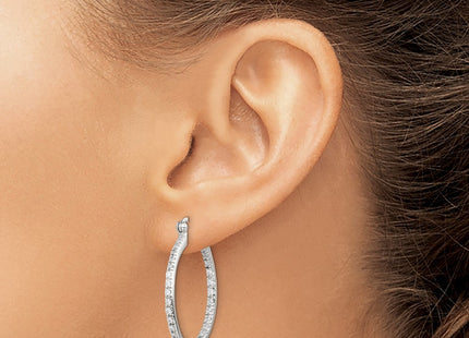 Sterling silver cubic zirconia hoop earrings, another view