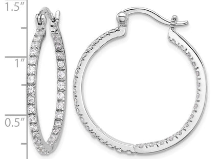Sterling silver cubic zirconia hoop earrings, further view