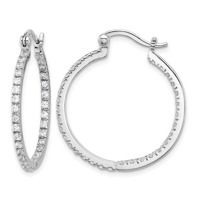 Sterling silver cubic zirconia hoop earrings