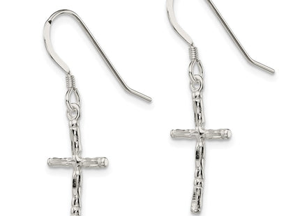 Sterling silver cross drop earrings, alternate view