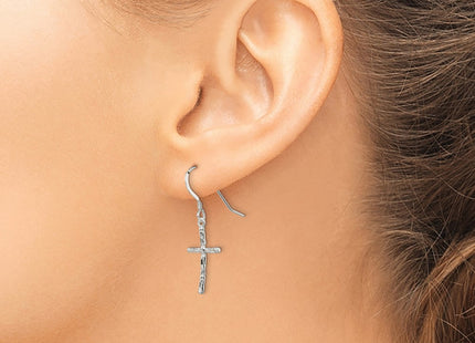 Sterling silver cross drop earrings, another view