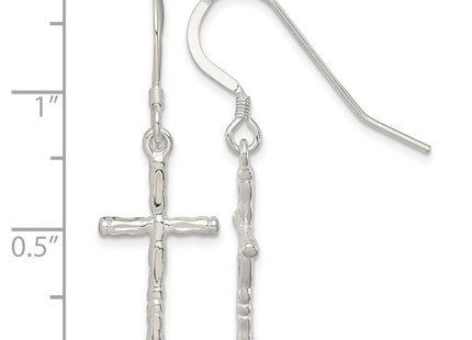 Sterling silver cross drop earrings, further view