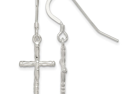 Sterling silver cross drop earrings