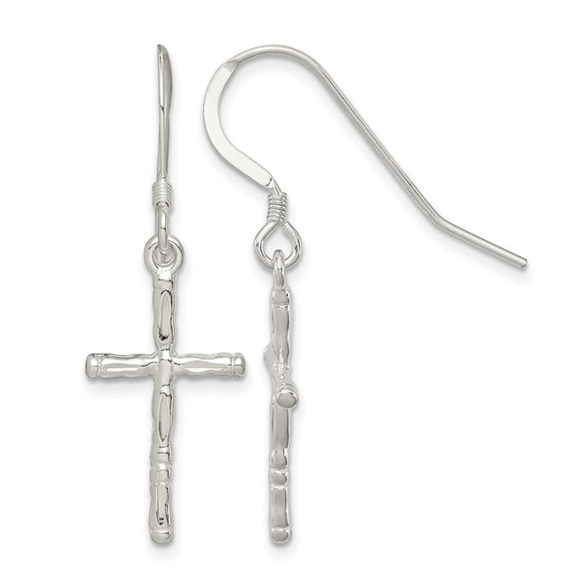 Sterling silver cross drop earrings