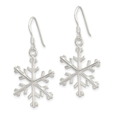 Sterling Silver Snowflake Dangle Earrings, 39 x 20mm