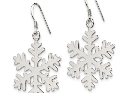 Sterling silver snowflake drop earrings, alternate view