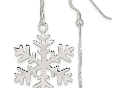 Sterling silver snowflake drop earrings