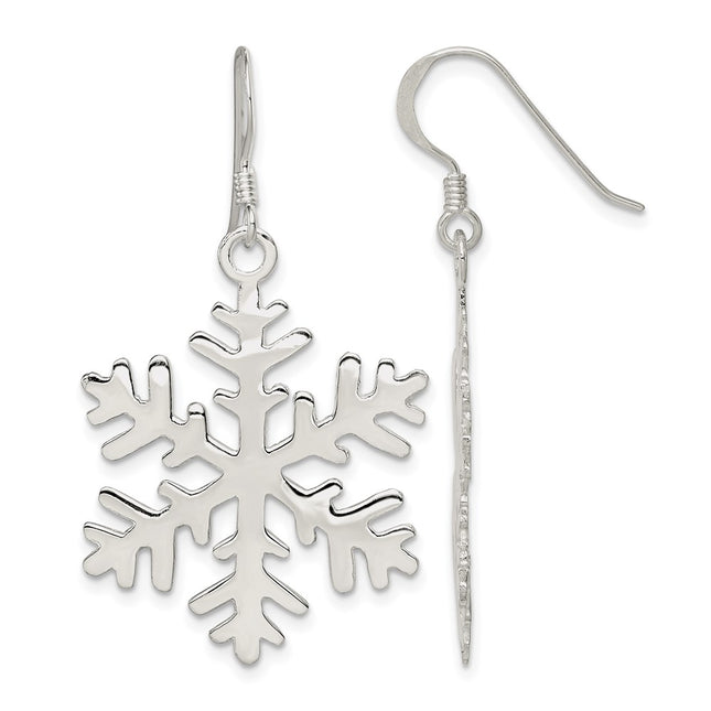 Sterling silver snowflake drop earrings