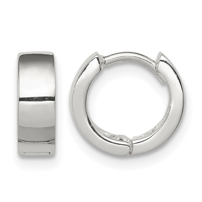 Sterling Silver Hinged Hoop Earrings, 10 x 4mm