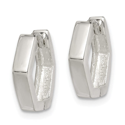 Sterling Silver Striped Hinged Hoop Earrings, 14 x 4mm