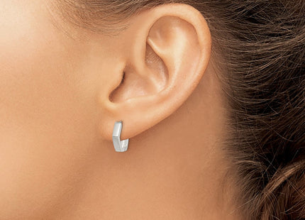 Sterling Silver Striped Hinged Hoop Earrings (Style QE3444)