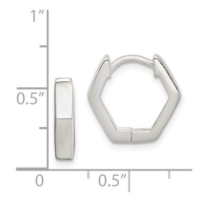 Sterling Silver Striped Hinged Hoop Earrings, 14 x 4mm