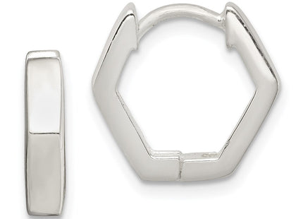 Sterling Silver Striped Hinged Hoop Earrings (Style QE3444)