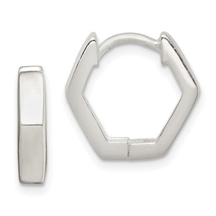 Sterling Silver Striped Hinged Hoop Earrings (Style QE3444)