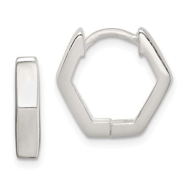 Sterling Silver Striped Hinged Hoop Earrings, 14 x 4mm