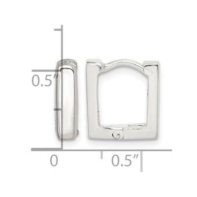 Sterling Silver Square Hinged Hoop Earrings, 12 x 3mm