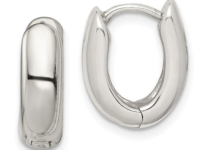 Sterling Silver Oval Hinged Hoop Earrings (Style QE3450)
