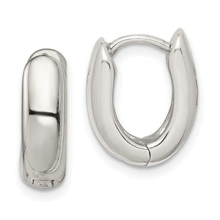 Sterling Silver Oval Hinged Hoop Earrings (Style QE3450)