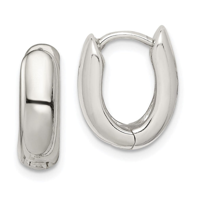 Sterling Silver Oval Hinged Hoop Earrings, 14 x 5mm