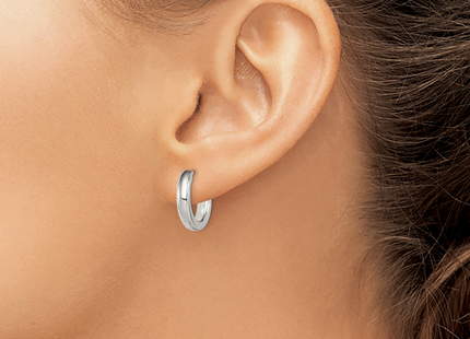 Sterling Silver Polished Hinged Hoop Earrings, 17 x 4mm