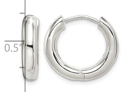 Sterling Silver Polished Hinged Hoop Earrings, 17 x 4mm
