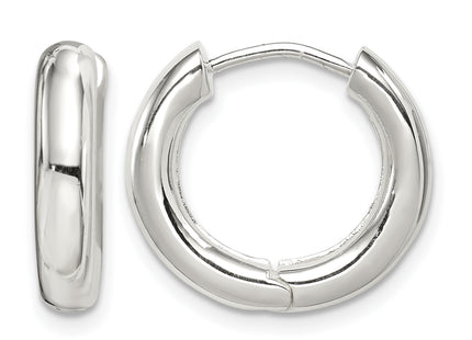 Sterling Silver Polished Hinged Hoop Earrings, 17 x 4mm