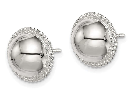 Sterling Silver Button Earrings (Style QE3493)