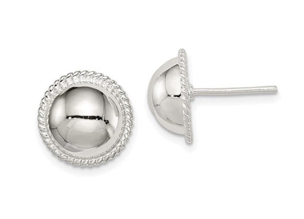 Sterling Silver Button Earrings (Style QE3493)