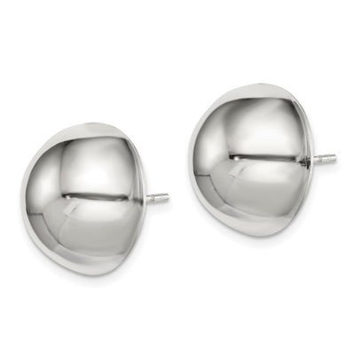Sterling Silver Polished Button Earrings, 16 x 16mm