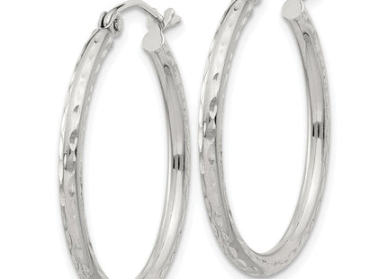 Sterling Silver Diamond Cut Hoop Earrings (Style QE3530SP)
