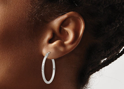 Sterling Silver Diamond Cut Hoop Earrings (Style QE3530SP)